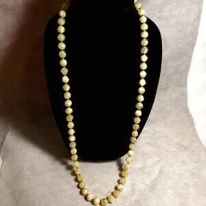 Vintage Long Yellow & Gold Beaded Necklace